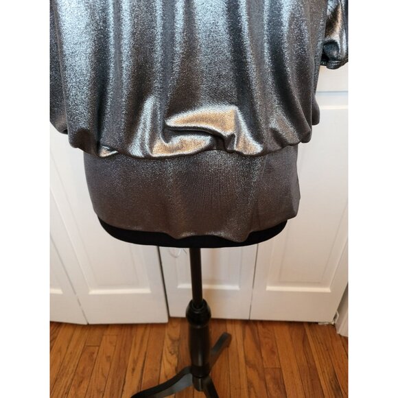 INC Vintage Y2k Silver Metallic Pleated Bubble Top PM Glam Party Retro New Year - Picture 8 of 10